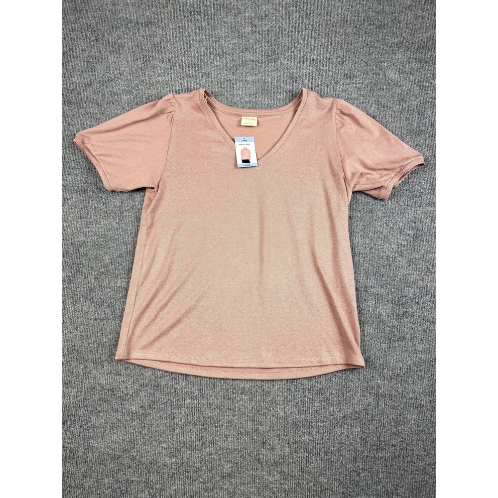 Mod Ref Shirt Womens Large Mauve V Neck Rayon Blend Stretch Soft Top